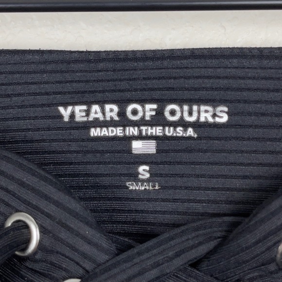 YEAR OF OURS Ribbed Football Legging Black Lace Up High‎ Waist Full Length Small - Picture 6 of 12